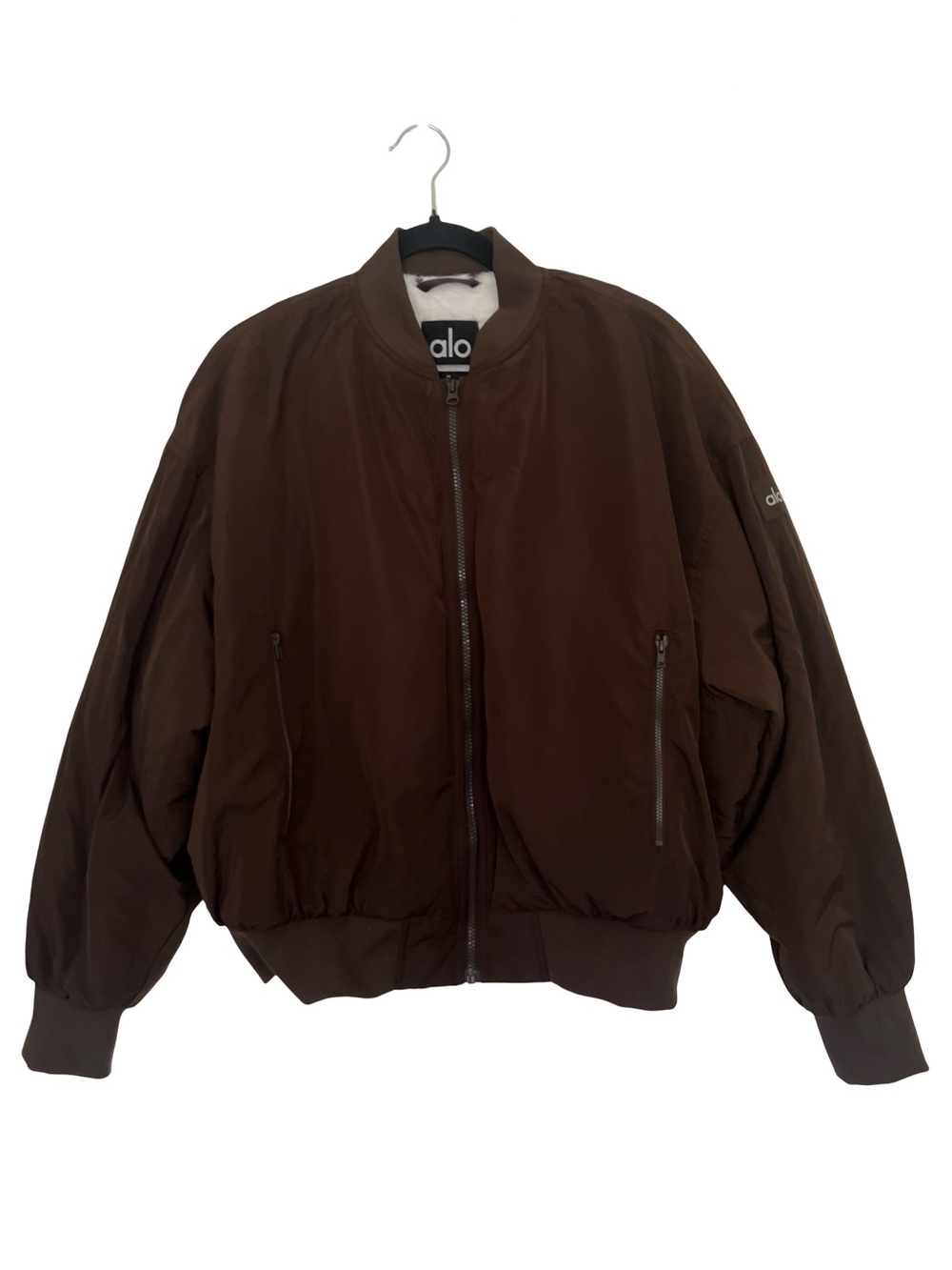 Alo Yoga Brown Faux Fur Lined Urbanite Bomber Jacket Medium